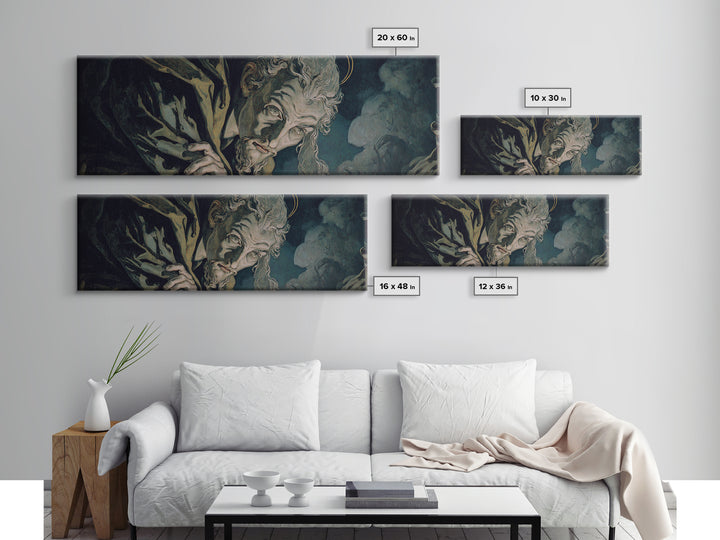 The Ash-Covered Oracle, Dark Renaissance Art, Extra Wide Wall Art, Gothic Horror Wall Art, Canvas Print, Halloween Wall Art