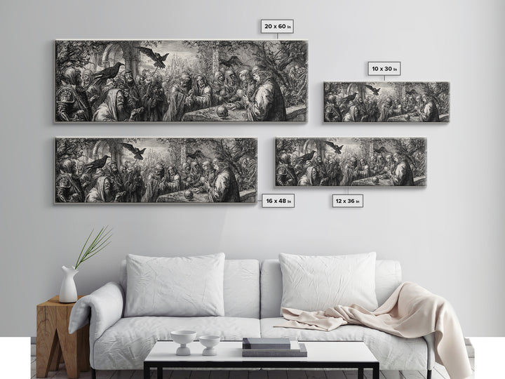 The Ash-Covered Oracle, Renaissance Engraving Art, Extra Wide Wall Art, Macabre Wall Art, Framed Canvas Print, Halloween Wall Art