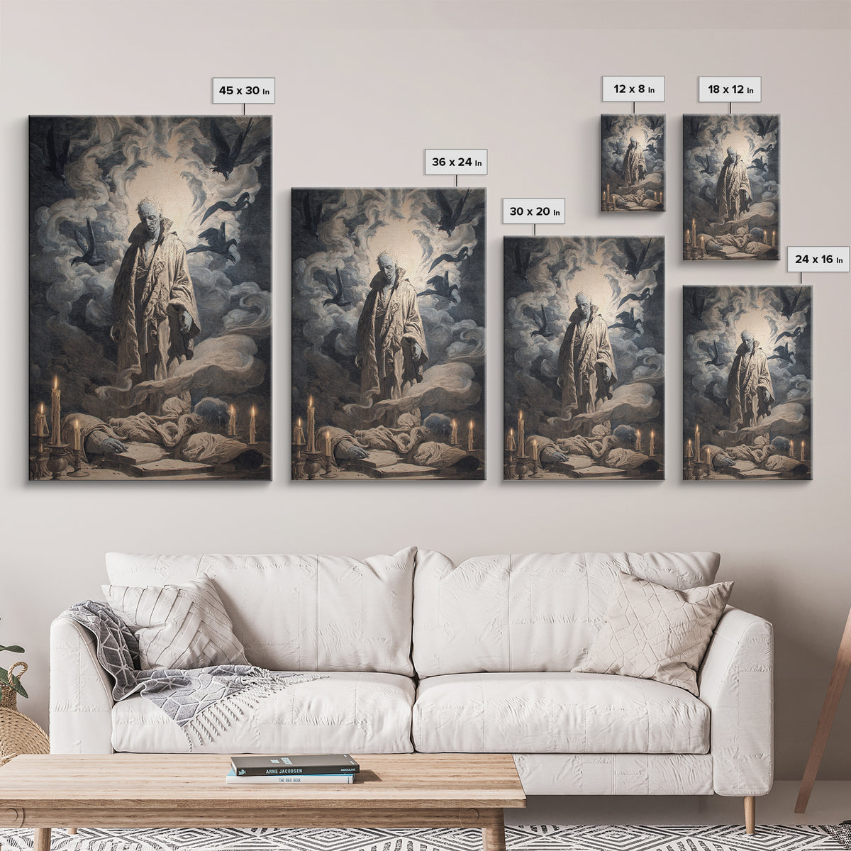 The Ash-Covered Oracle, Gothic Nightmare Art, Vertical Wall Art, Macabre Wall Art, Framed Canvas Print, Halloween Wall Art