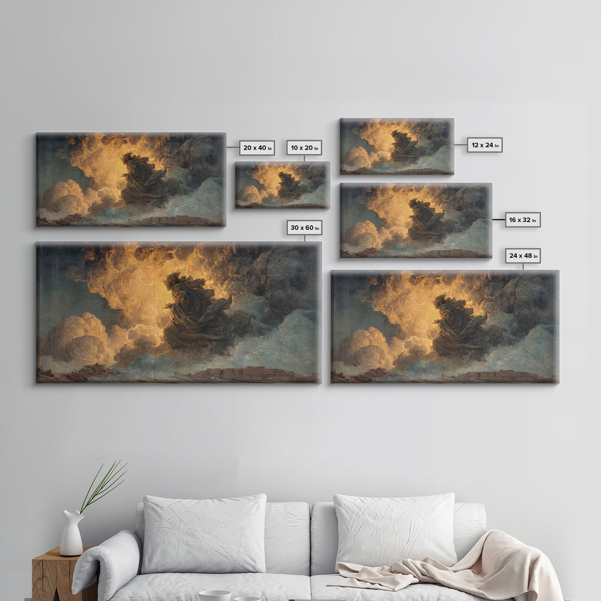 The Ash-Covered Oracle, Apocalyptic Romantic Art, Wide Panoramic Art, Gothic Horror Wall Art, Framed Canvas Print, Halloween Wall Art