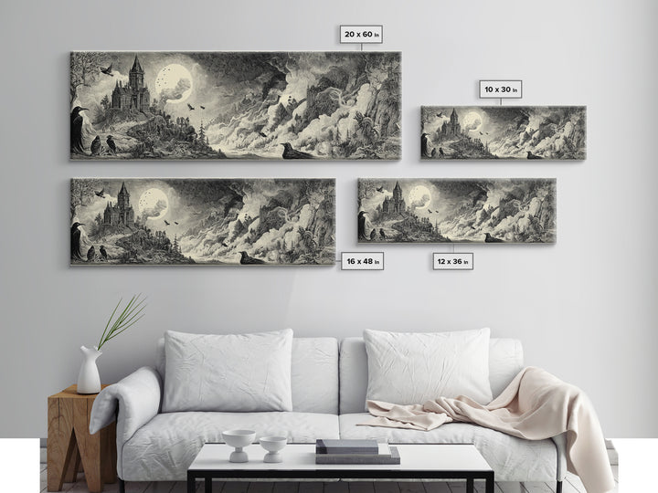 The Ash-Covered Oracle, Victorian Macabre Art, Extra Wide Wall Art, Macabre Wall Art, Canvas Print, Halloween Wall Art, Halloween Decor
