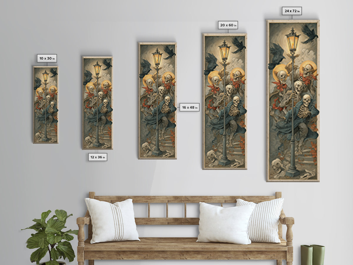 The Skeleton Barbershop Quartet, Dark Renaissance Art, Tall Narrow Wall Art, Gothic Horror Wall Art, Framed Canvas Print