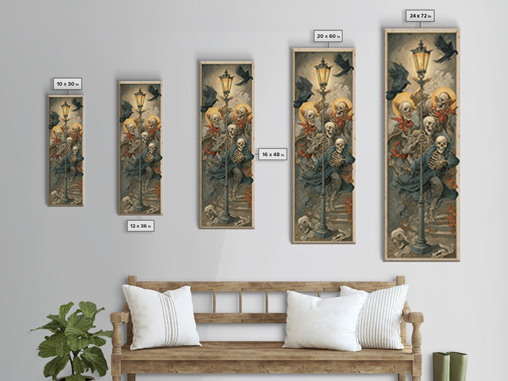 The Skeleton Barbershop Quartet, Dark Renaissance Art, Tall Narrow Wall Art, Gothic Horror Wall Art, Framed Canvas Print