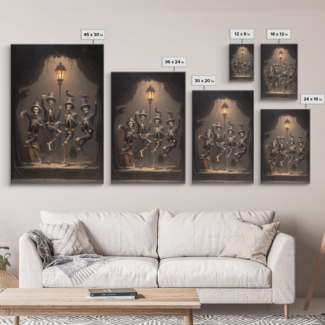 The Skeleton Barbershop Quartet, Dark Romantic Horror Art, Vertical Wall Art, Gothic Horror Wall Art, Canvas Print, Halloween Wall Art