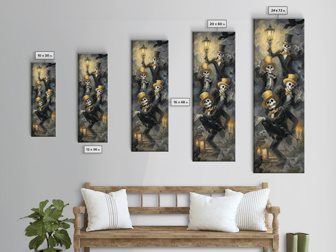 The Skeleton Barbershop Quartet, Gothic Nightmare Art, Tall Narrow Wall Art, Macabre Wall Art, Canvas Print, Halloween Wall Art