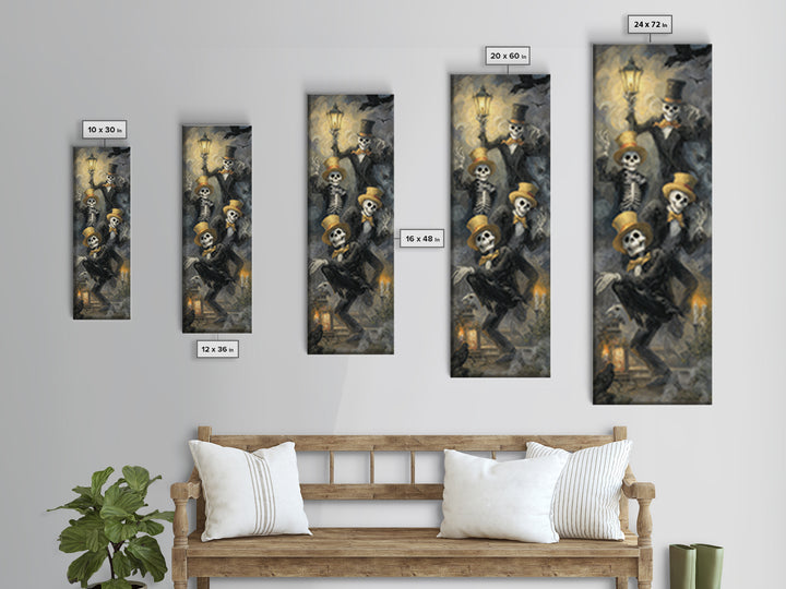 The Skeleton Barbershop Quartet, Gothic Nightmare Art, Tall Narrow Wall Art, Macabre Wall Art, Canvas Print, Halloween Wall Art
