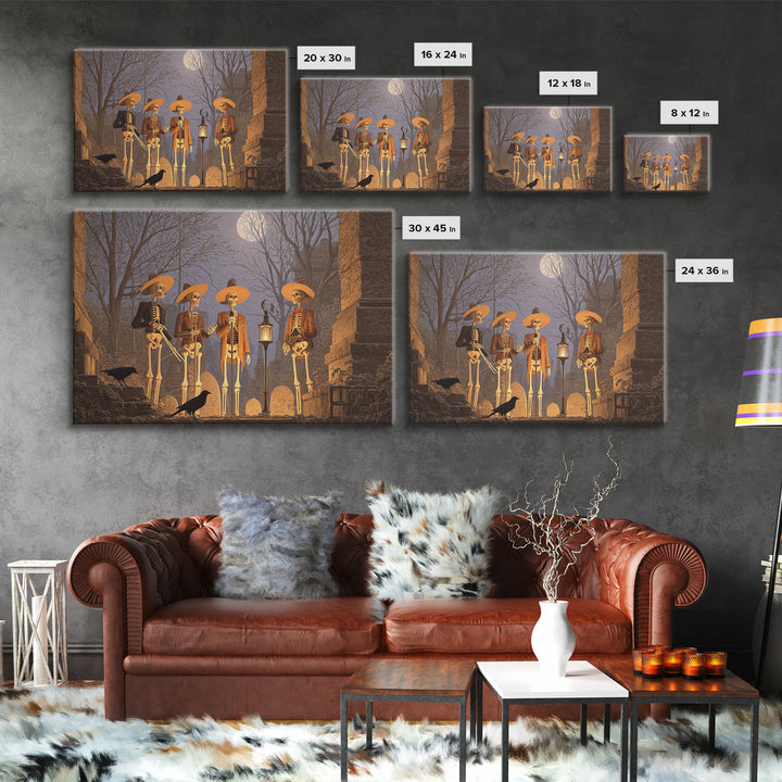 The Skeleton Barbershop Quartet, Romantic Gothic Landscape, Landscape Wall Art, Macabre Wall Art, Canvas Print, Halloween Wall Art