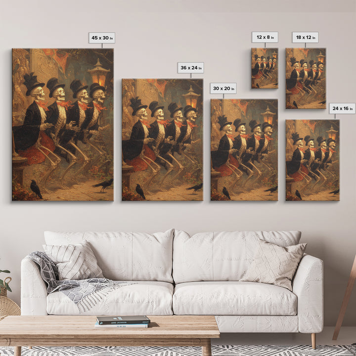 The Skeleton Barbershop Quartet, Ornate Symbolist Art, Vertical Wall Art, Macabre Wall Art, Canvas Print, Halloween Wall Art