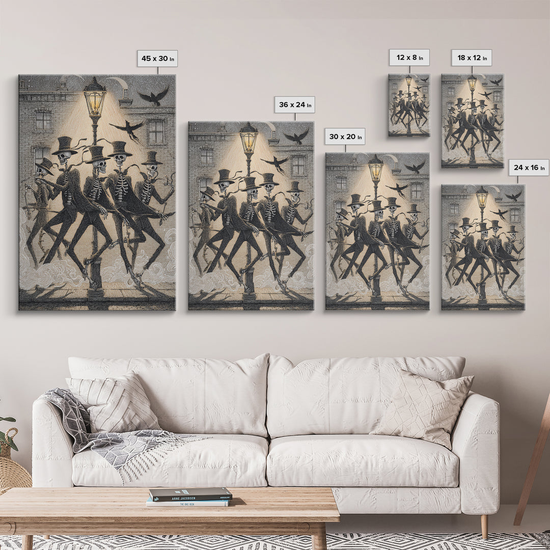 The Skeleton Barbershop Quartet, Victorian Macabre Art, Vertical Wall Art, Macabre Wall Art, Framed Canvas Print, Halloween Wall Art