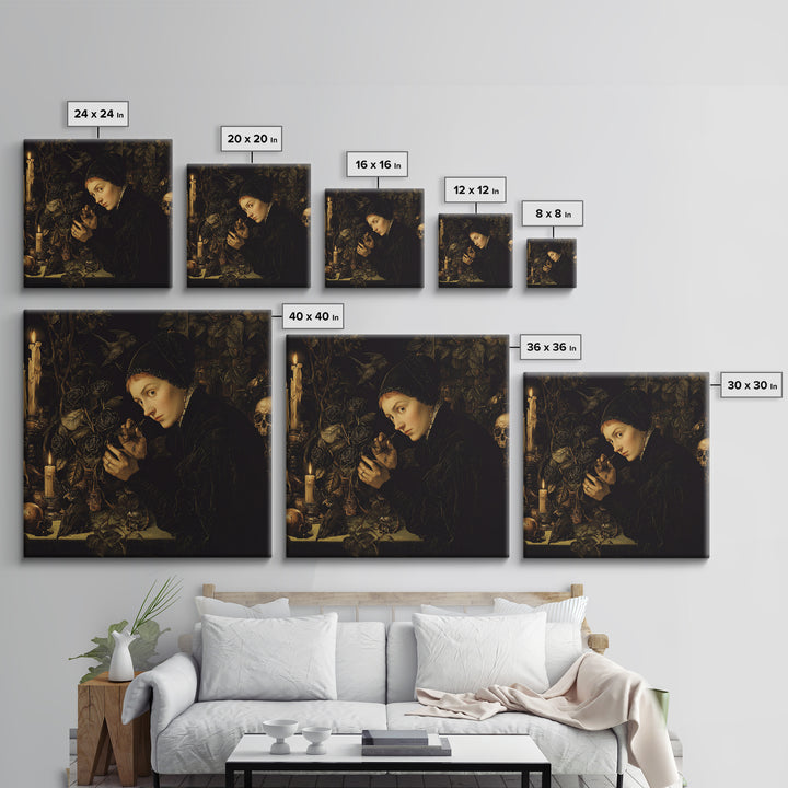 The Vampire Florist, Danse Macabre Art, Square Wall Art, Gothic Horror Wall Art, Framed Canvas Print, Halloween Wall Art