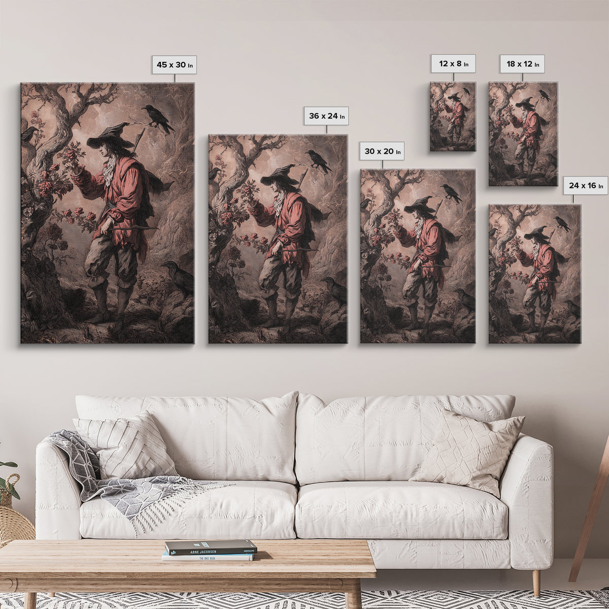 The Vampire Florist, Baroque Witchcraft Art, Vertical Wall Art, Macabre Wall Art, Canvas Print, Halloween Wall Art, Gothic Home Decor