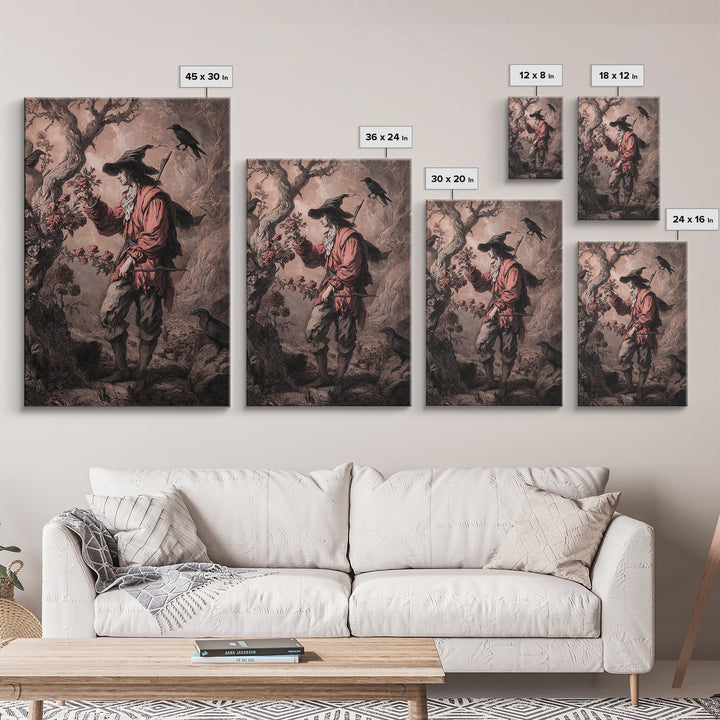 The Vampire Florist, Baroque Witchcraft Art, Vertical Wall Art, Macabre Wall Art, Canvas Print, Halloween Wall Art, Gothic Home Decor