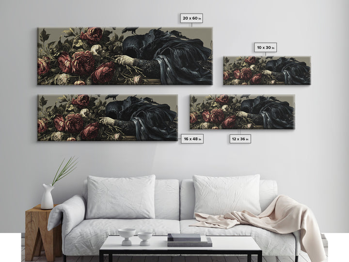 The Vampire Florist, Visionary Gothic Art, Extra Wide Wall Art, Gothic Horror Wall Art, Canvas Print, Halloween Wall Art