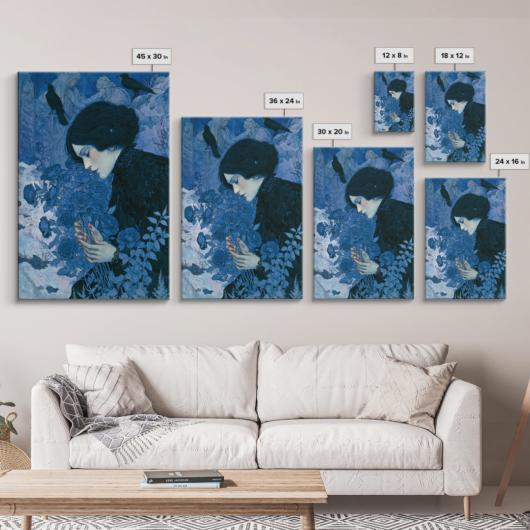 The Vampire Florist, Symbolist Death Art, Vertical Wall Art, Dark Fantasy Wall Art, Canvas Print, Halloween Wall Art