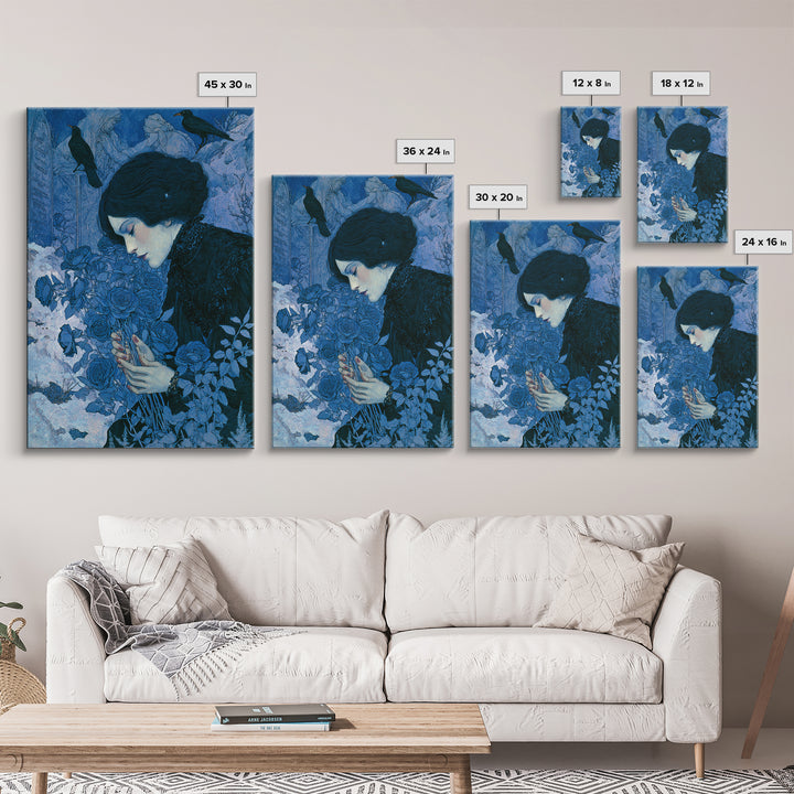 The Vampire Florist, Symbolist Death Art, Vertical Wall Art, Dark Fantasy Wall Art, Canvas Print, Halloween Wall Art