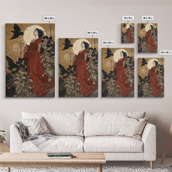 The Vampire Florist, Symbolist Etching Art, Vertical Wall Art, Macabre Wall Art, Canvas Print, Halloween Wall Art, Gothic Home Decor