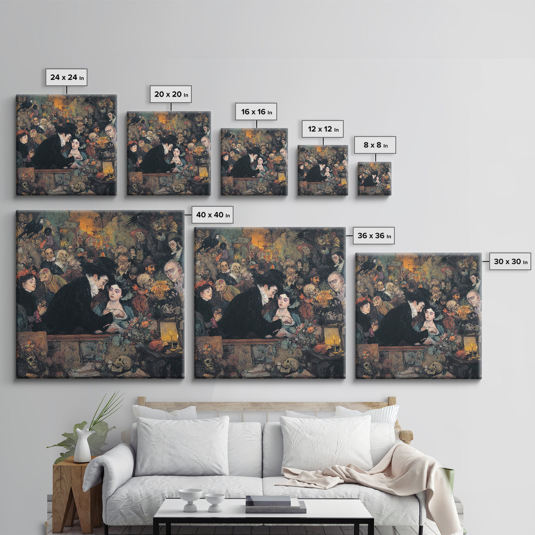 The Vampire Florist, Grotesque Carnival Art, Square Wall Art, Dark Fantasy Wall Art, Framed Canvas Print, Halloween Wall Art