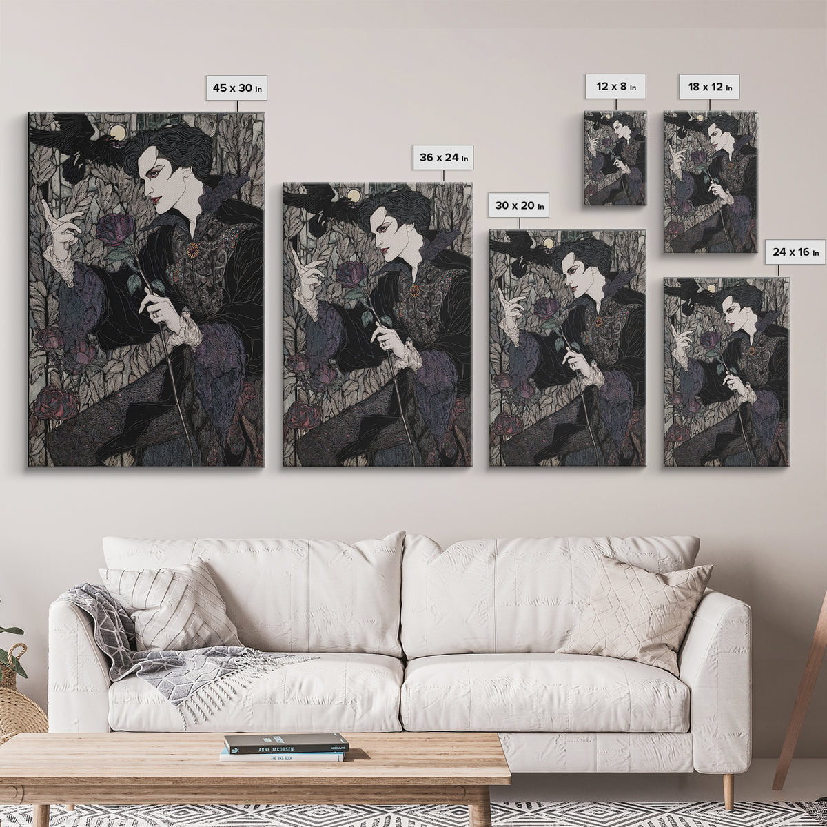 The Vampire Florist, Stained Glass Gothic Art, Vertical Wall Art, Gothic Horror Wall Art, Canvas Print, Halloween Wall Art