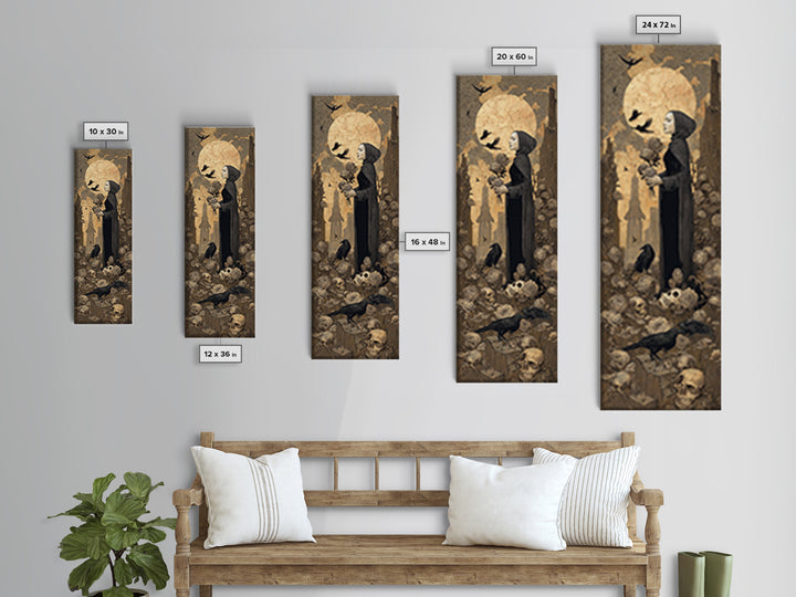 The Vampire Florist, Surreal Apocalyptic Art, Tall Narrow Wall Art, Dark Fantasy Wall Art, Framed Canvas Print, Halloween Wall Art