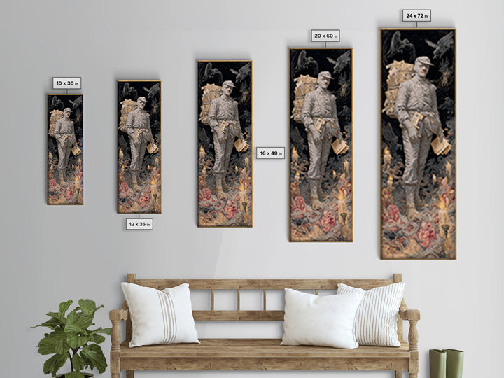 The Mummy Mail Carrier, Visionary Gothic Art, Tall Narrow Wall Art, Dark Fantasy Wall Art, Canvas Print, Halloween Wall Art