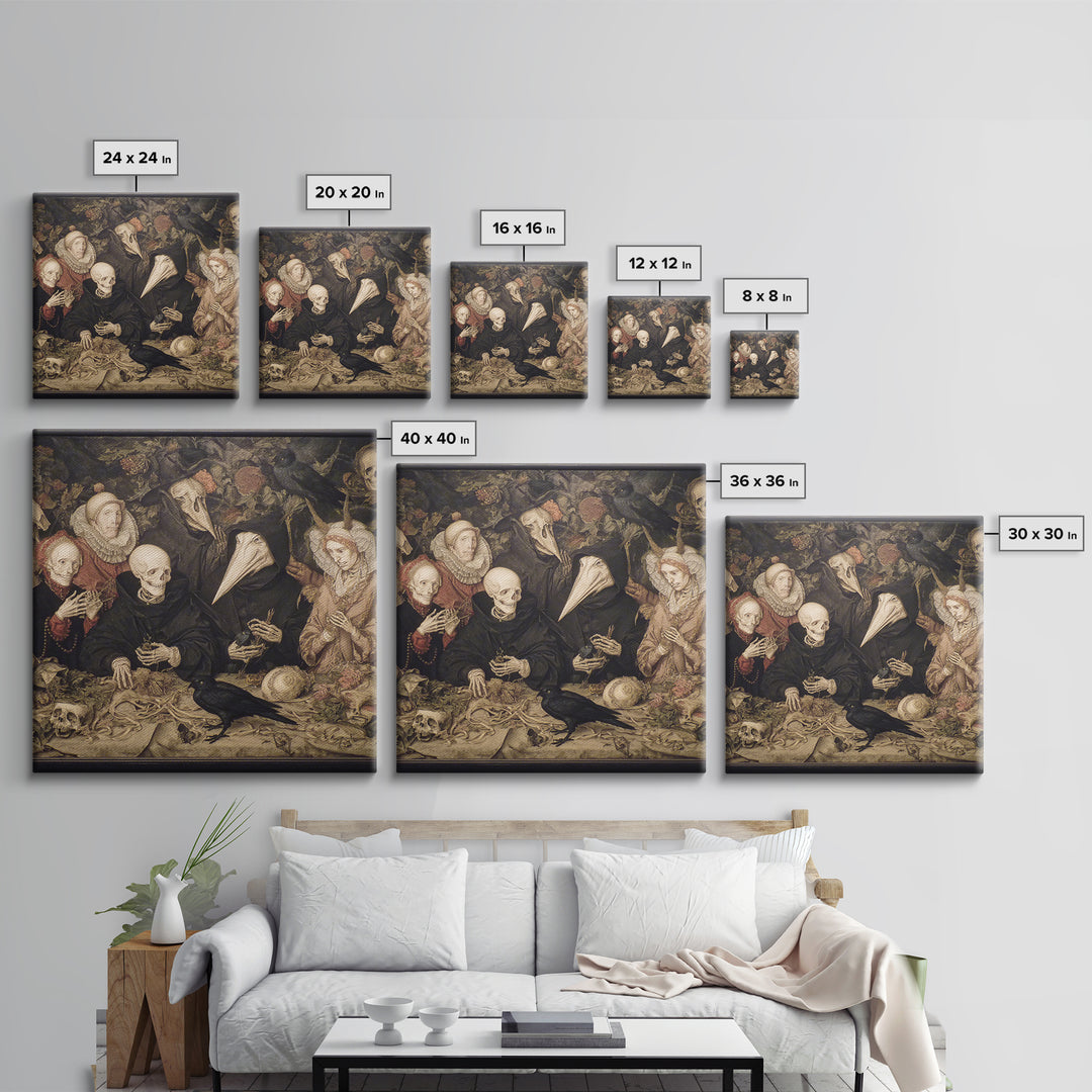 The Monster Family Portrait, Danse Macabre Art, Square Wall Art, Macabre Wall Art, Framed Canvas Print