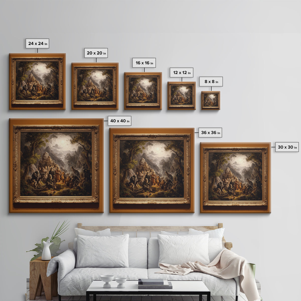 The Monster Family Portrait, Baroque Witchcraft Art, Square Wall Art, Gothic Horror Wall Art, Canvas Print, Halloween Wall Art