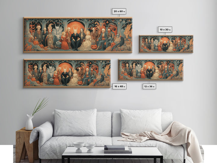 The Monster Family Portrait, Visionary Gothic Art, Extra Wide Wall Art, Dark Fantasy Wall Art, Canvas Print, Halloween Wall Art