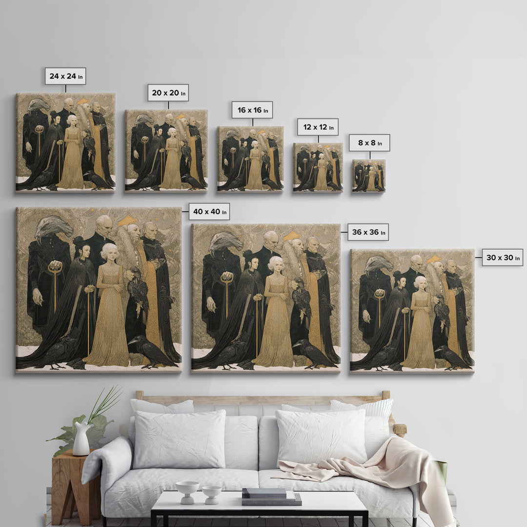 The Monster Family Portrait, Symbolist Death Art, Square Wall Art, Gothic Horror Wall Art, Framed Canvas Print, Halloween Wall Art