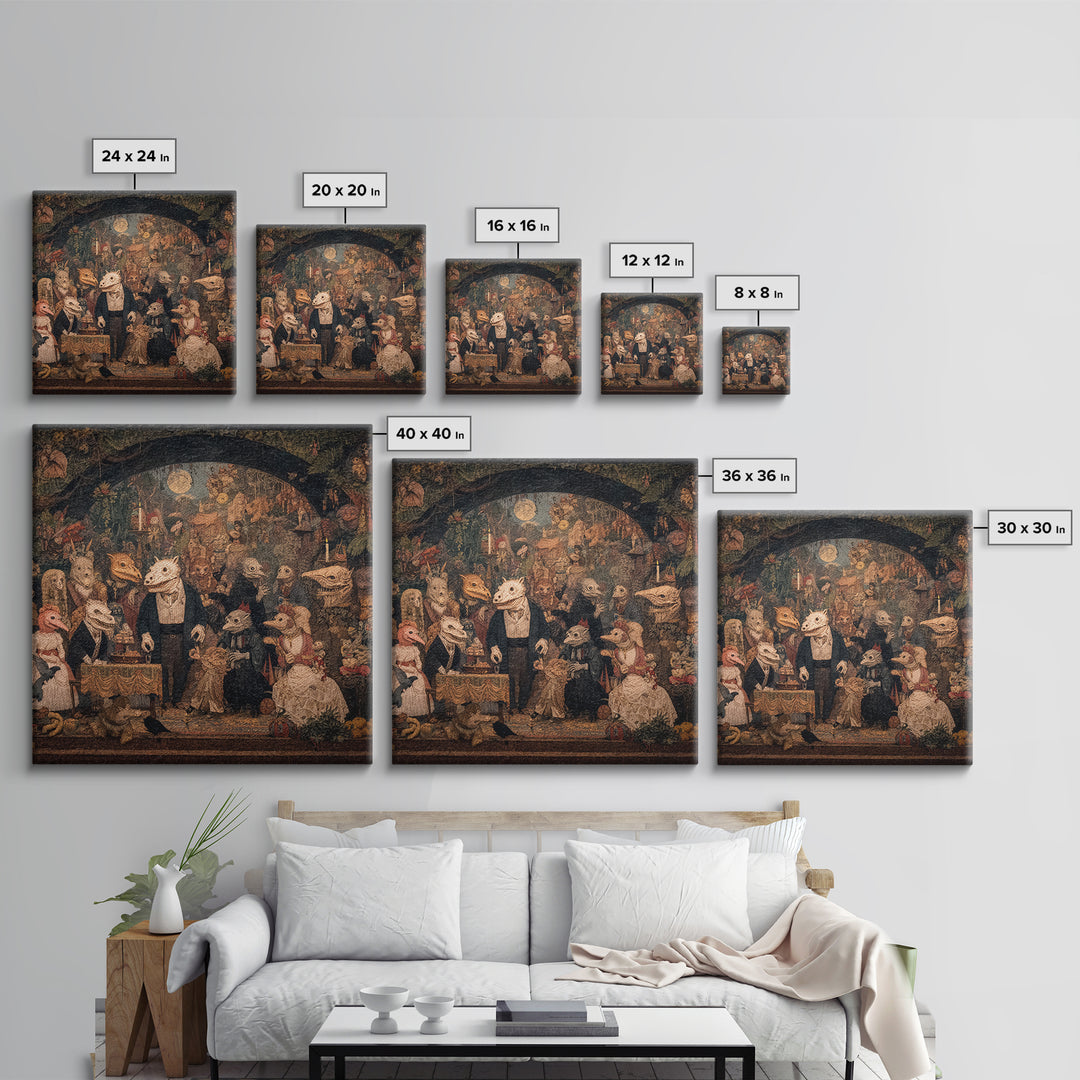 The Monster Family Portrait, Grotesque Carnival Art, Square Wall Art, Dark Fantasy Wall Art, Framed Canvas Print, Halloween Wall Art