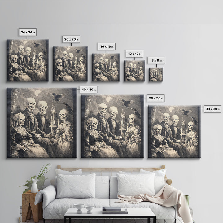 The Monster Family Portrait, Macabre Folk Print Art, Square Wall Art, Gothic Horror Wall Art, Canvas Print, Halloween Wall Art