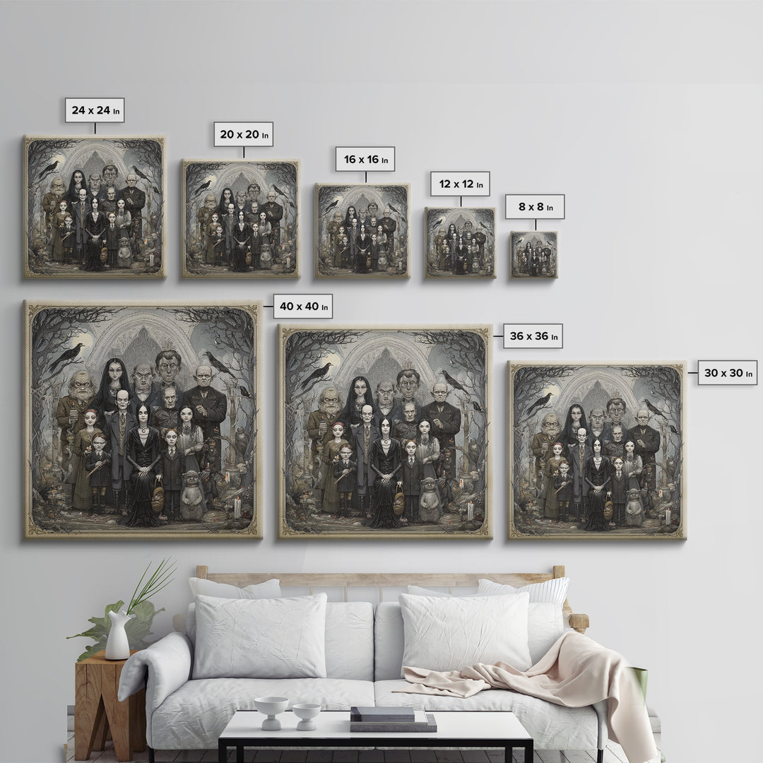 The Monster Family Portrait, Victorian Macabre Art, Square Wall Art, Gothic Horror Wall Art, Canvas Print, Halloween Wall Art