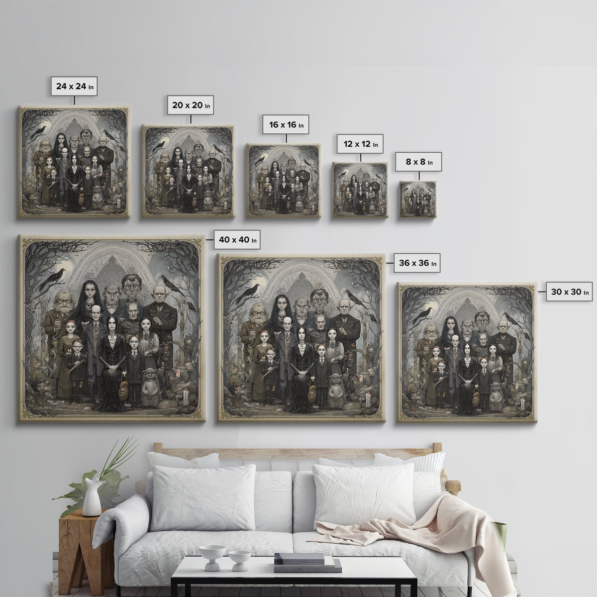 The Monster Family Portrait, Victorian Macabre Art, Square Wall Art, Gothic Horror Wall Art, Canvas Print, Halloween Wall Art