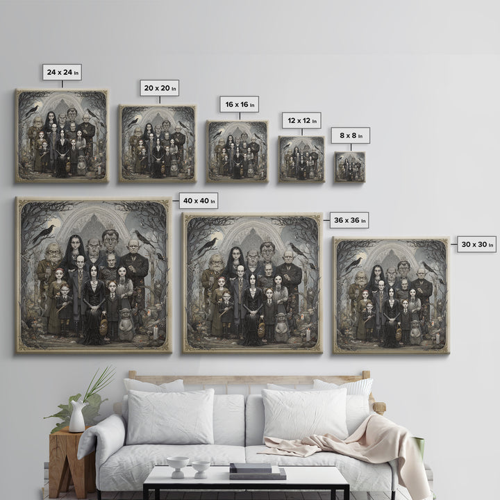 The Monster Family Portrait, Victorian Macabre Art, Square Wall Art, Gothic Horror Wall Art, Canvas Print, Halloween Wall Art