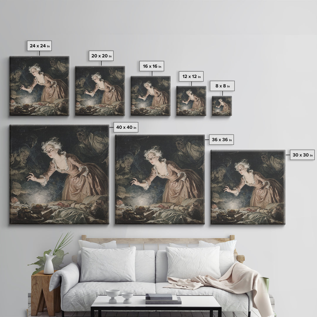 The Spider Sewing Circle, Gothic Nightmare Art, Square Wall Art, Gothic Horror Wall Art, Canvas Print, Halloween Wall Art