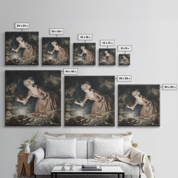 The Spider Sewing Circle, Gothic Nightmare Art, Square Wall Art, Gothic Horror Wall Art, Canvas Print, Halloween Wall Art