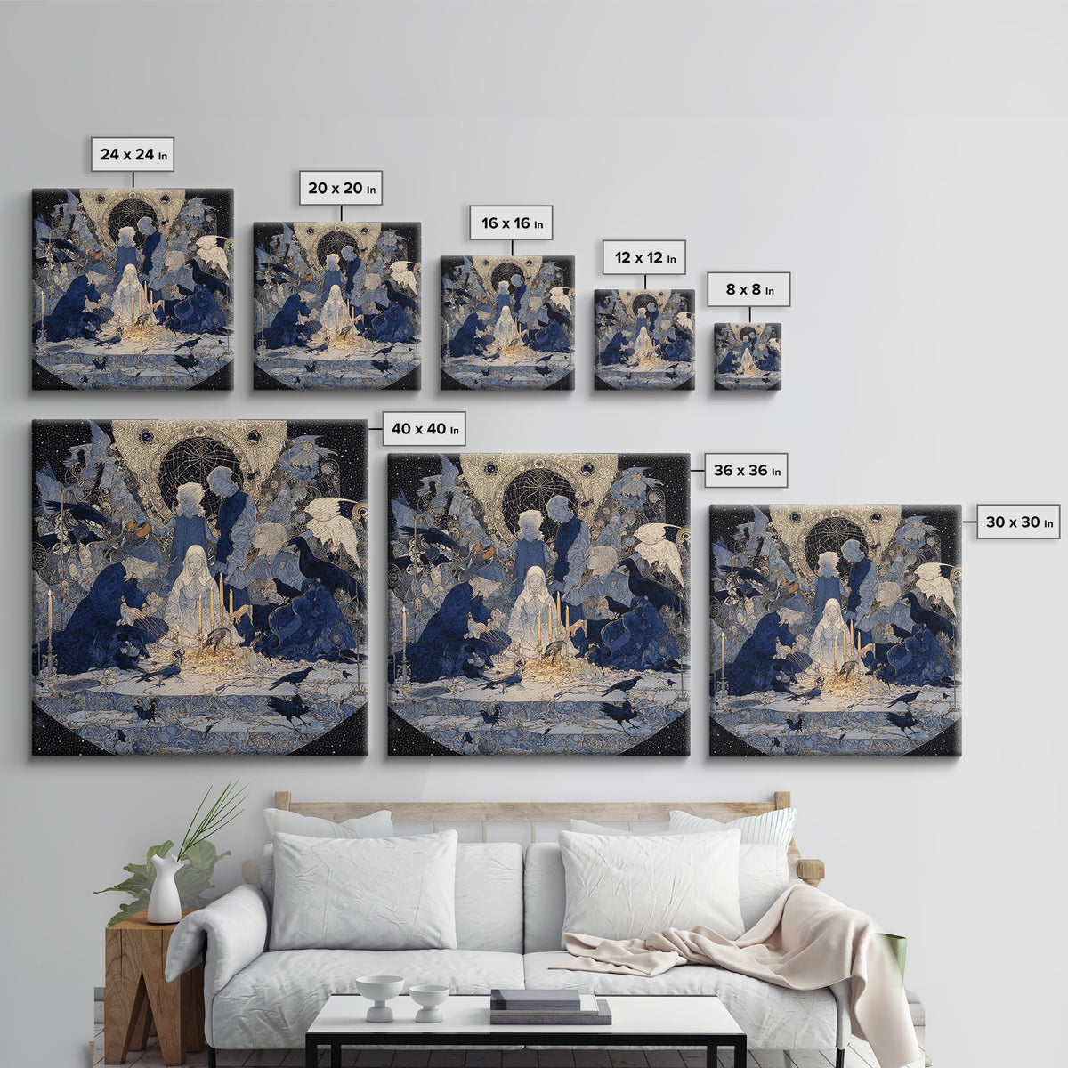 The Spider Sewing Circle, Symbolist Death Art, Square Wall Art, Gothic Horror Wall Art, Framed Canvas Print, Halloween Wall Art
