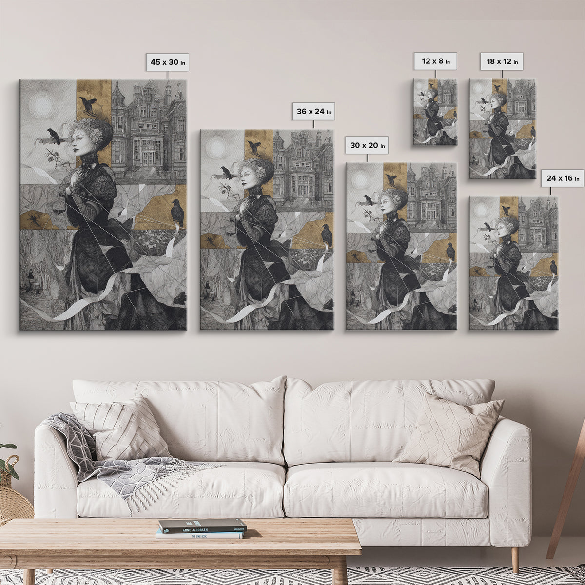 The Spider Sewing Circle, Victorian Macabre Art, Vertical Wall Art, Macabre Wall Art, Framed Canvas Print, Halloween Wall Art