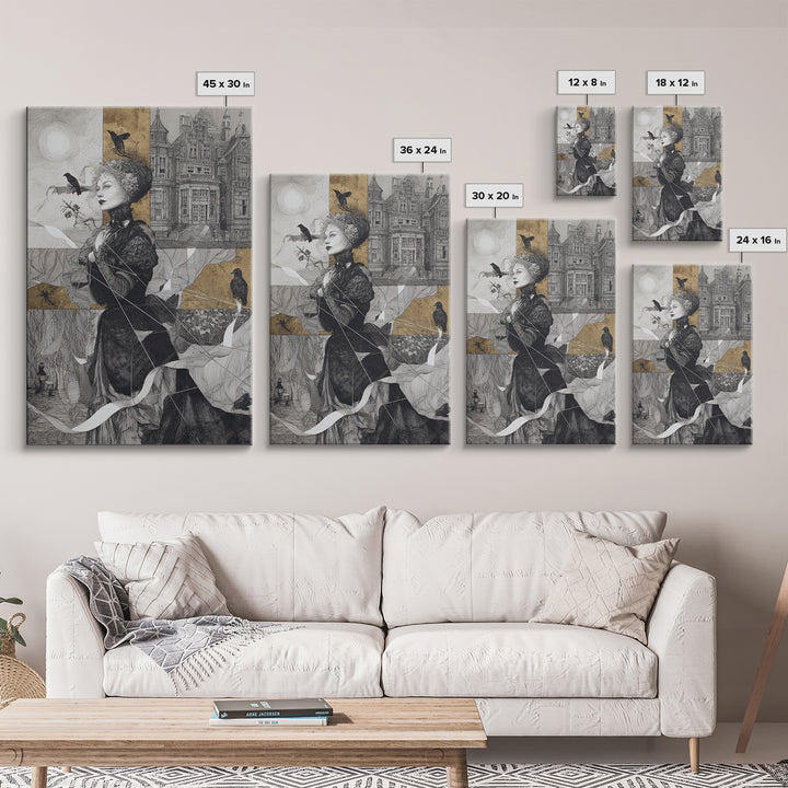 The Spider Sewing Circle, Victorian Macabre Art, Vertical Wall Art, Macabre Wall Art, Framed Canvas Print, Halloween Wall Art
