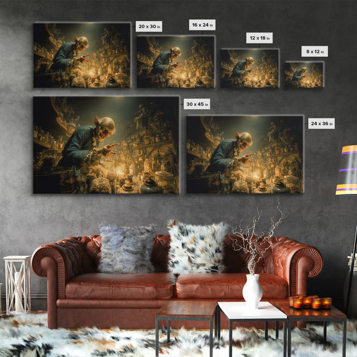 The Goblin Candy Shop, Medieval Grotesque Art, Landscape Wall Art, Dark Fantasy Wall Art, Framed Canvas Print, Halloween Wall Art