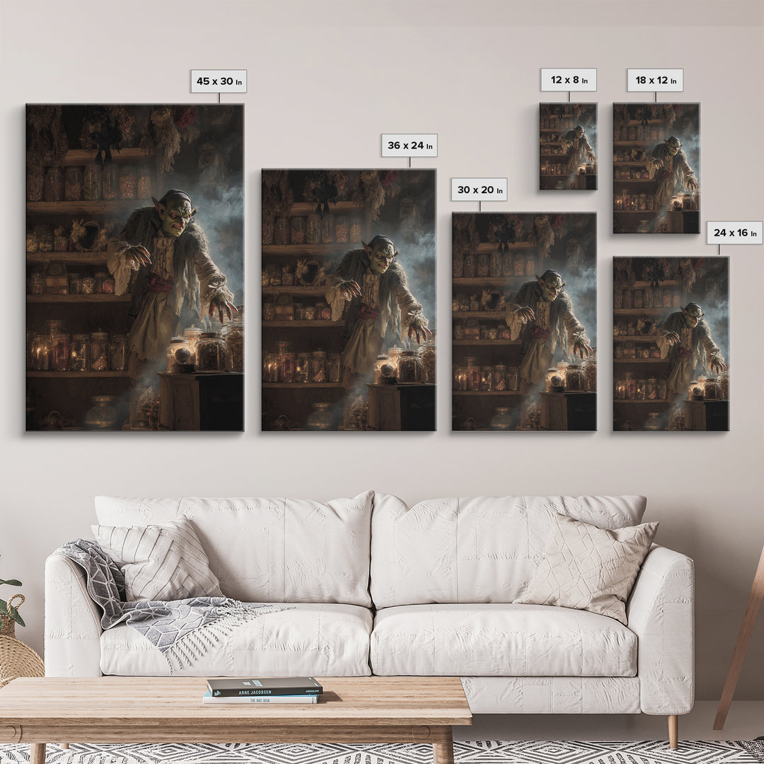 The Goblin Candy Shop, Dark Romantic Horror Art, Vertical Wall Art, Gothic Horror Wall Art, Canvas Print, Halloween Wall Art