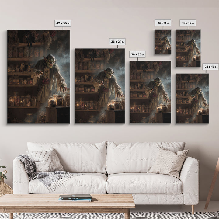 The Goblin Candy Shop, Dark Romantic Horror Art, Vertical Wall Art, Gothic Horror Wall Art, Canvas Print, Halloween Wall Art