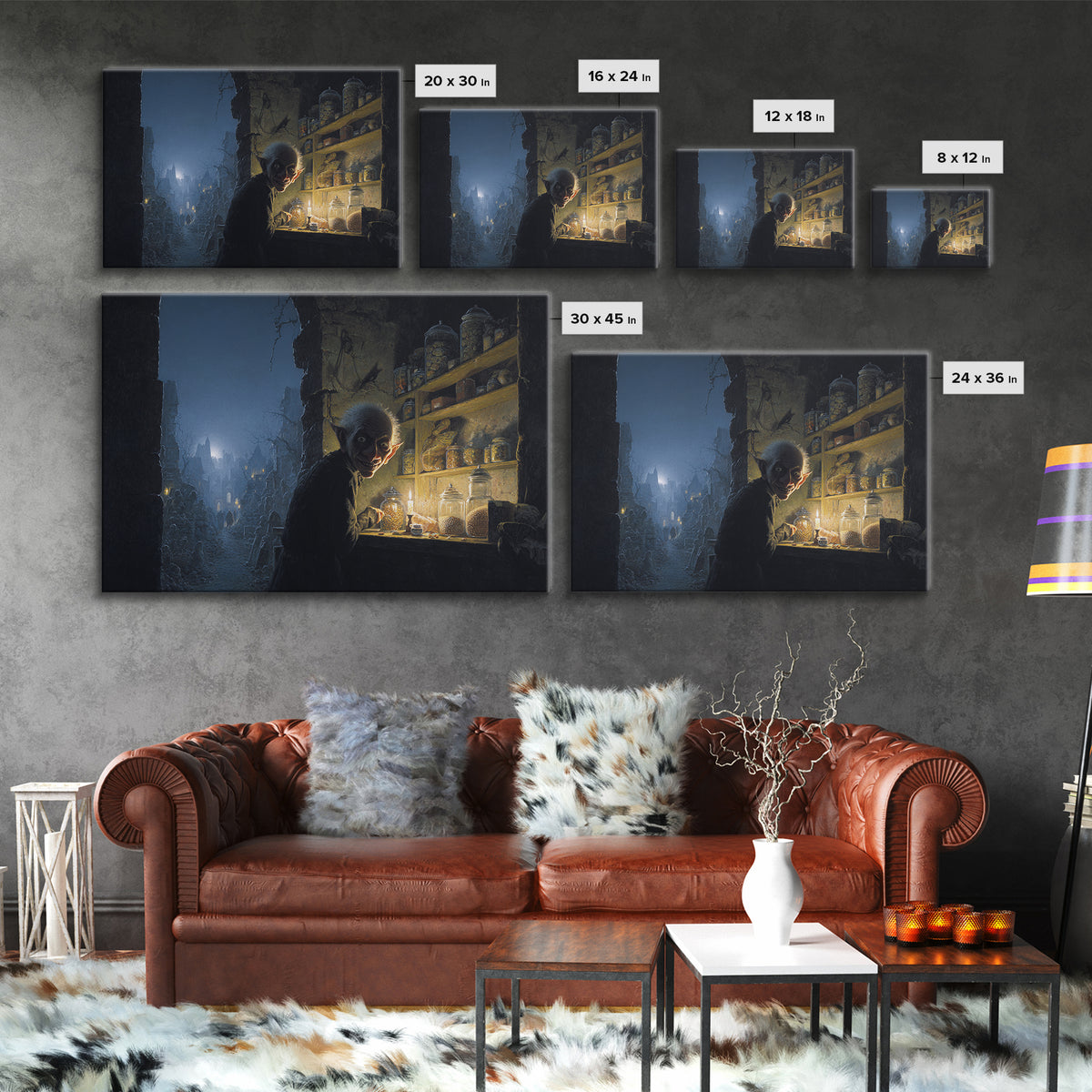 The Goblin Candy Shop, Romantic Gothic Landscape, Landscape Wall Art, Dark Halloween Decor, Canvas Print, Halloween Wall Art