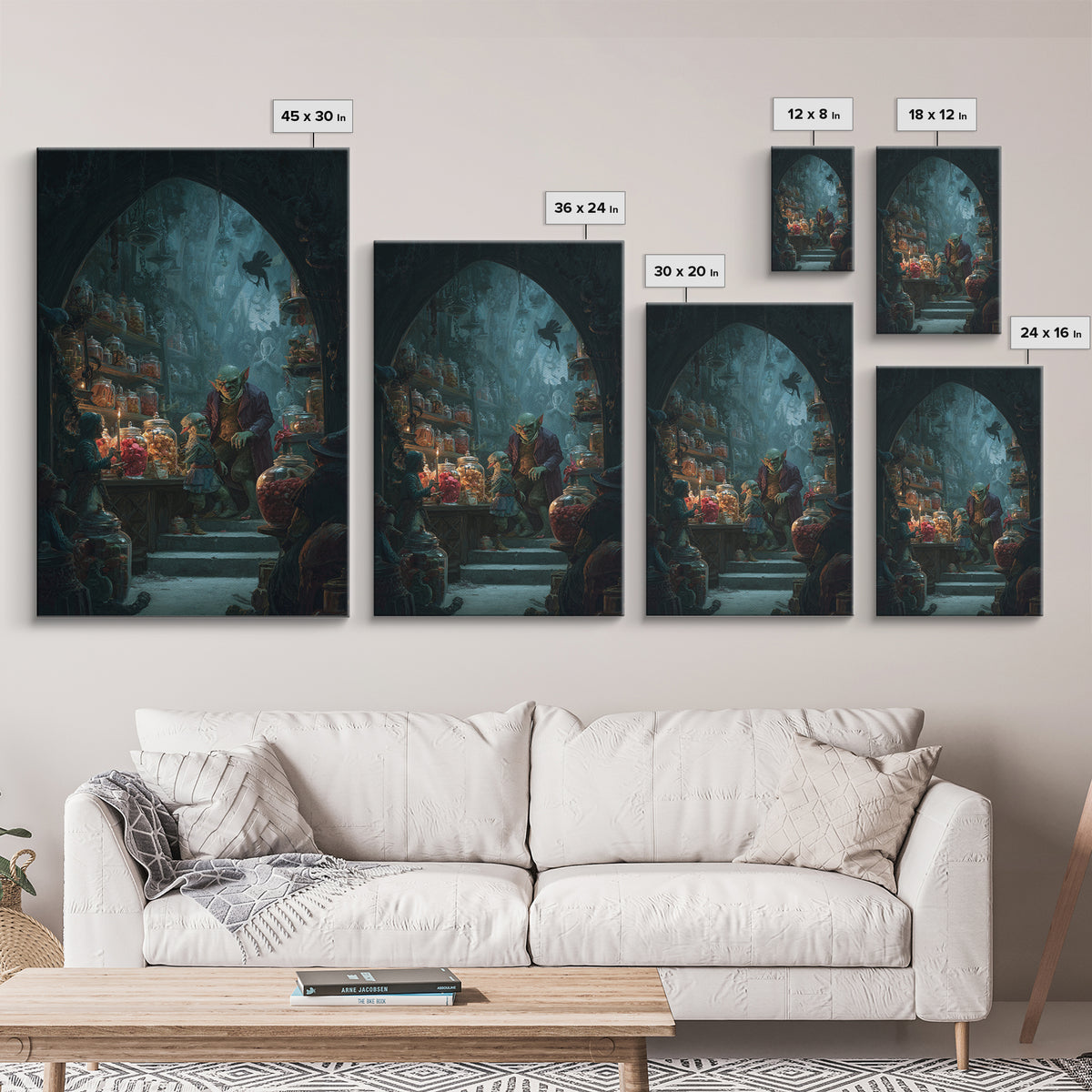 The Goblin Candy Shop, Dark Symbolist Art, Vertical Wall Art, Dark Halloween Decor, Canvas Print, Halloween Wall Art
