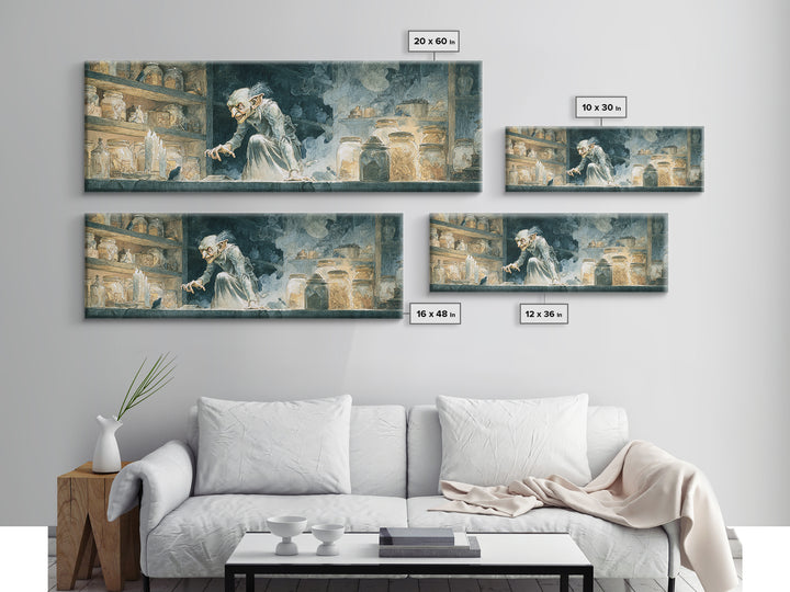 The Goblin Candy Shop, Symbolist Etching Art, Extra Wide Wall Art, Gothic Horror Wall Art, Canvas Print, Halloween Wall Art