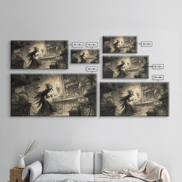 The Goblin Candy Shop, Expressionist Nightmare Art, Wide Panoramic Art, Dark Halloween Decor, Canvas Print, Halloween Wall Art