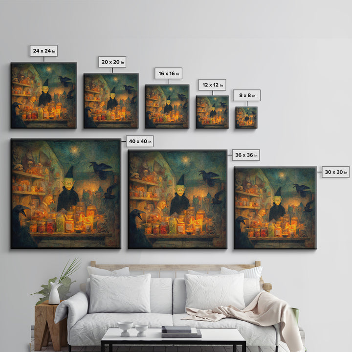 The Goblin Candy Shop, Expressionist Gothic Art, Square Wall Art, Dark Halloween Decor, Canvas Print, Halloween Wall Art, Gothic Home Decor