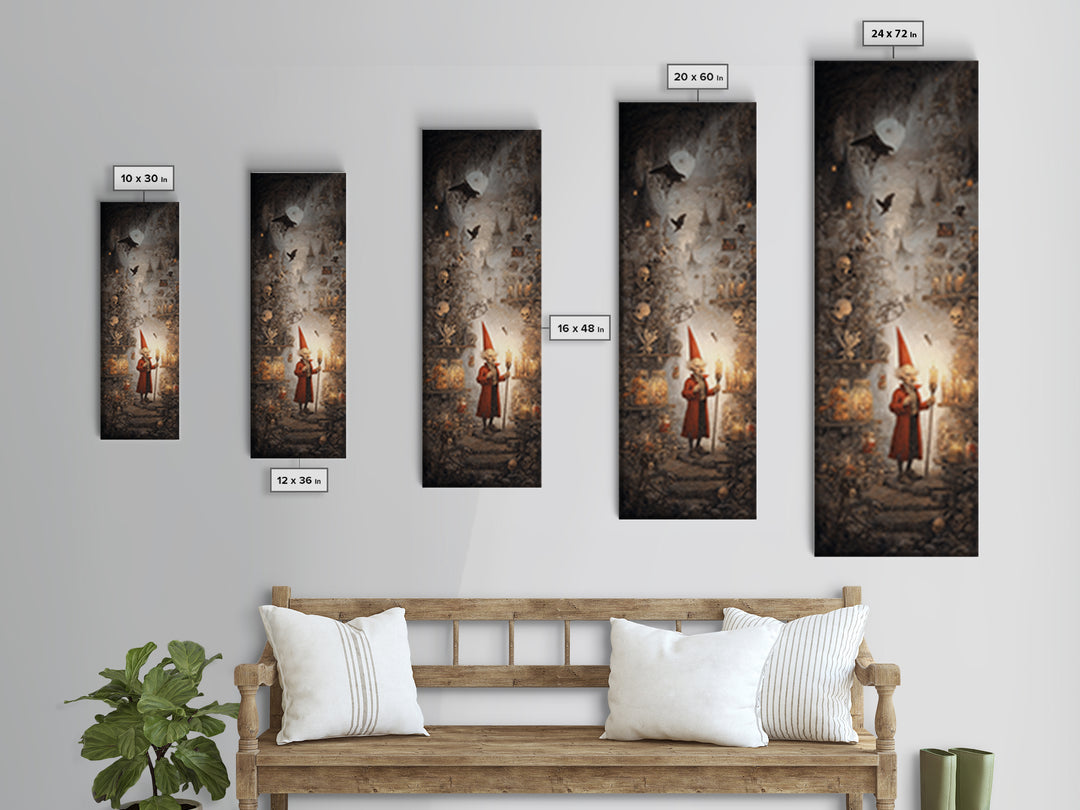 The Goblin Candy Shop, Surreal Apocalyptic Art, Tall Narrow Wall Art, Macabre Wall Art, Canvas Print, Halloween Wall Art