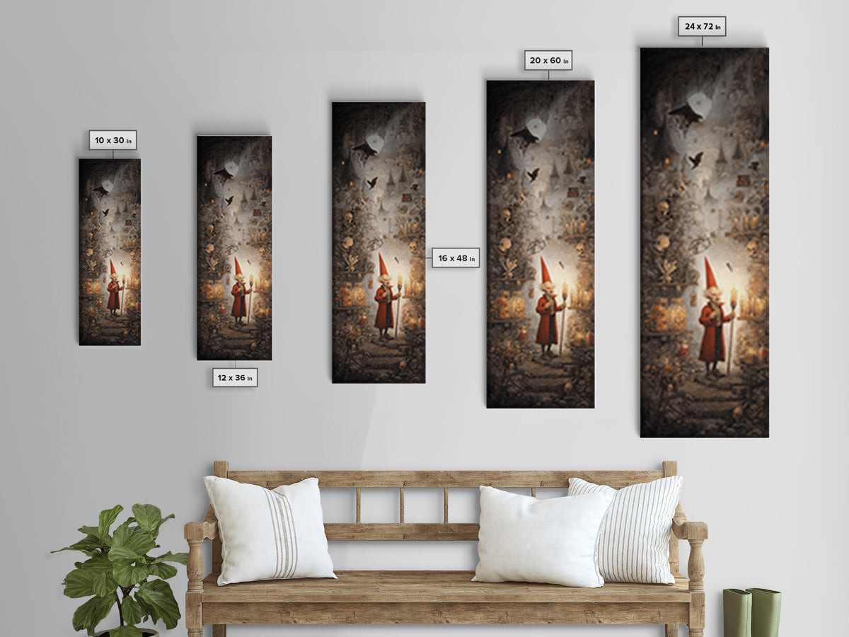 The Goblin Candy Shop, Surreal Apocalyptic Art, Tall Narrow Wall Art, Macabre Wall Art, Canvas Print, Halloween Wall Art