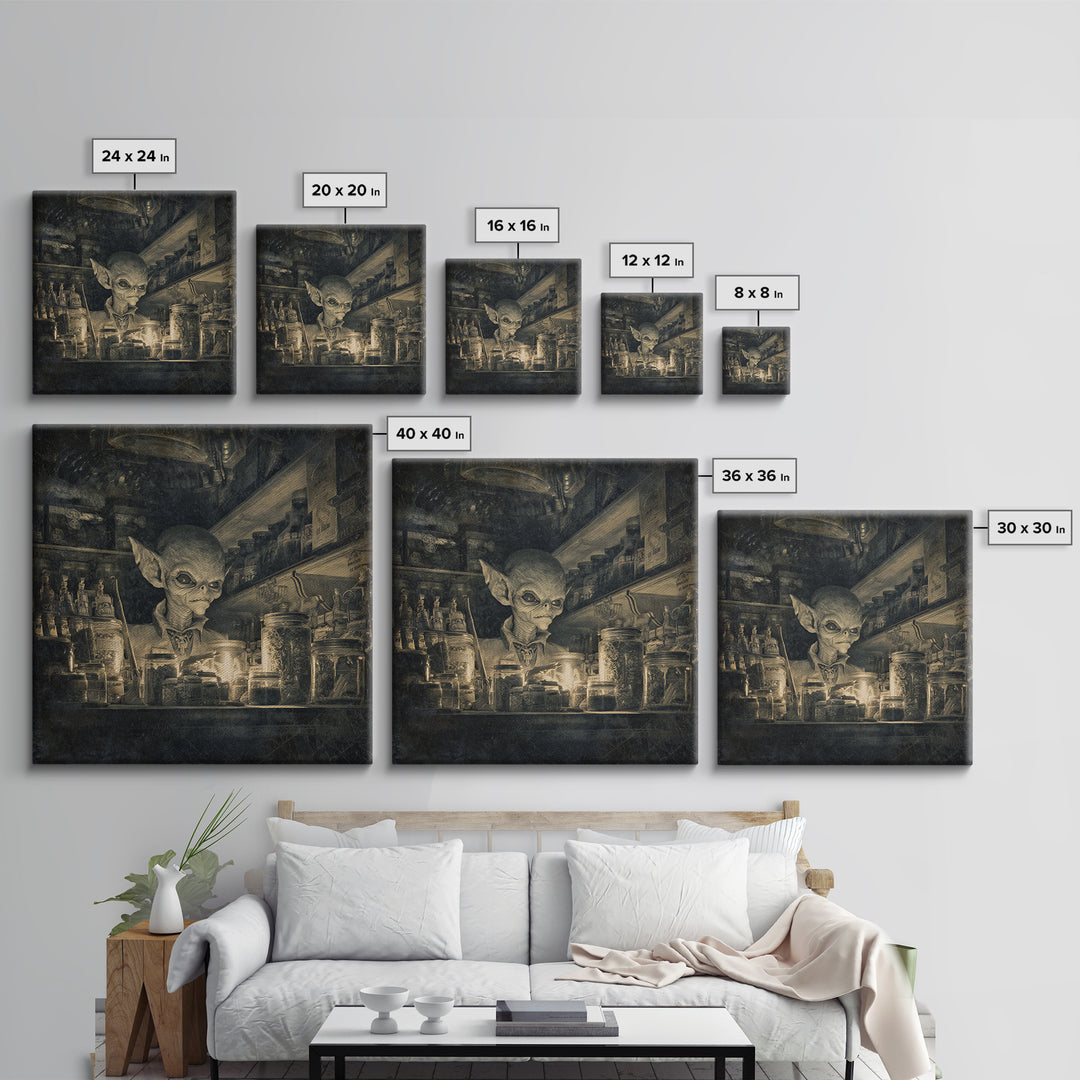 The Goblin Candy Shop, Biomechanical Horror Art, Square Wall Art, Macabre Wall Art, Canvas Print, Halloween Wall Art, Gothic Home Decor