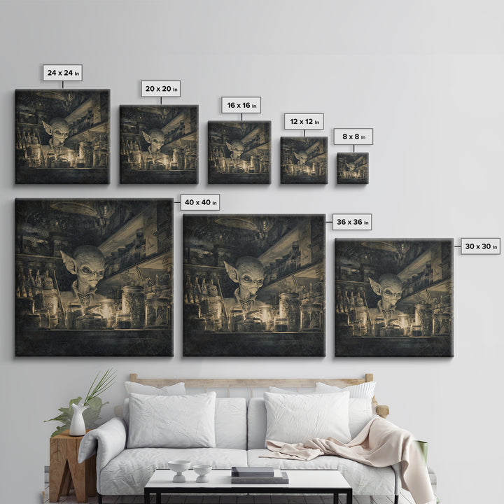 The Goblin Candy Shop, Biomechanical Horror Art, Square Wall Art, Macabre Wall Art, Canvas Print, Halloween Wall Art, Gothic Home Decor